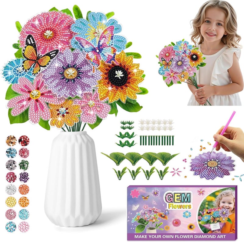 Nardoll Crafts for Girls 8-12 - Make Your Own GEM Art Flower Bouquet - Arts and Crafts for Kids Ages 8-12 - Diamond Art Kits for Kids - 5D Dimond Art Paintings - DIY Art & Craft Gifts for 4 5 6 7 10 Year Old - Image 1